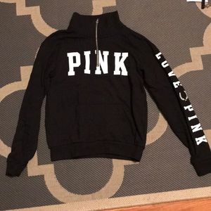PINK black quarter zip sweatshirt